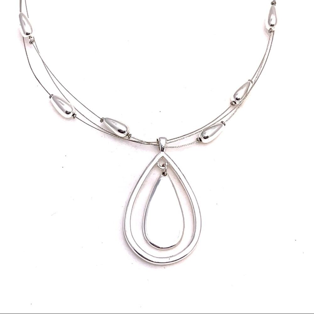 silver teardrop necklace beaded